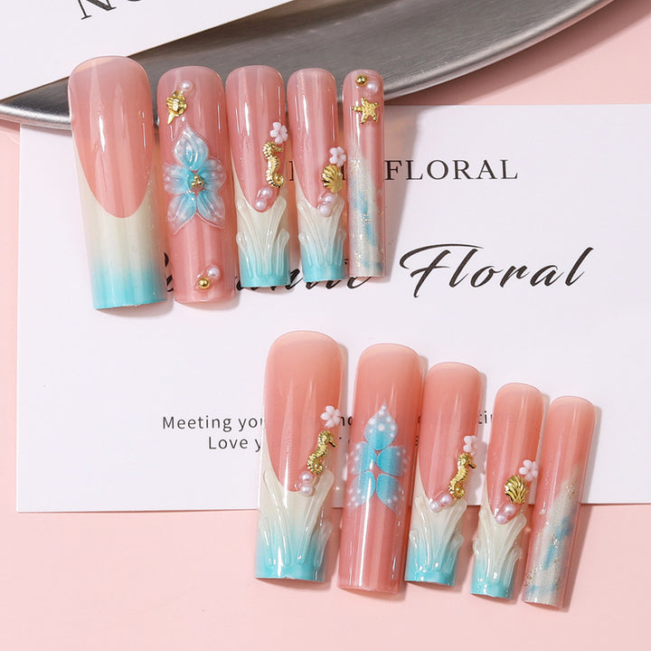 Florale dekorative Press-On Nagel Set Karnz