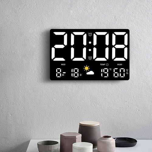 Digitale Wanddekorationsuhr mit Temperatur- und Feuchtigkeitsanzeige Karnz