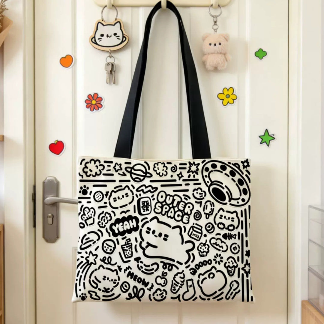Trendige illustrierte Canvas-Tote-Tasche