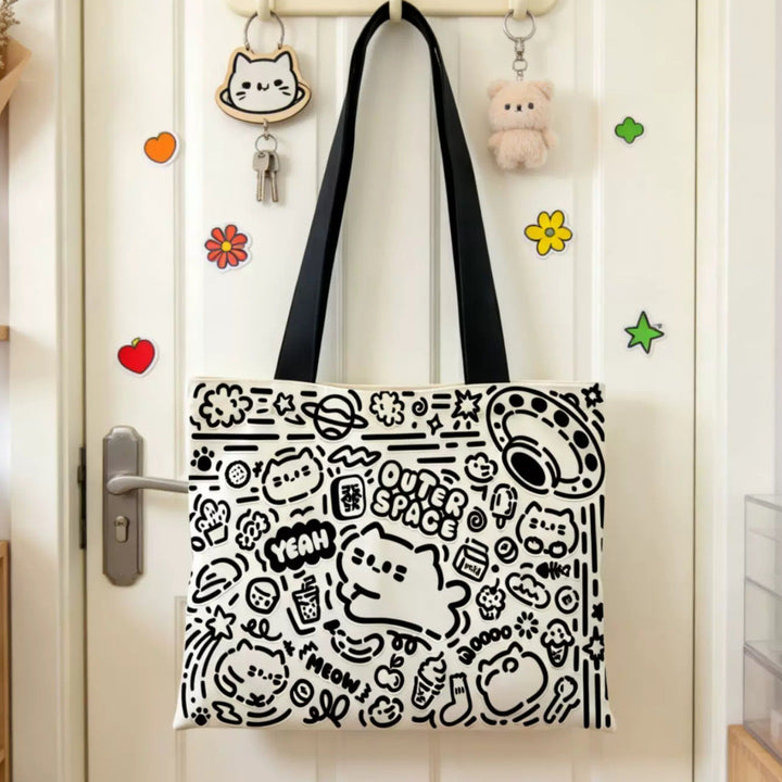 Trendige illustrierte Canvas-Tote-Tasche
