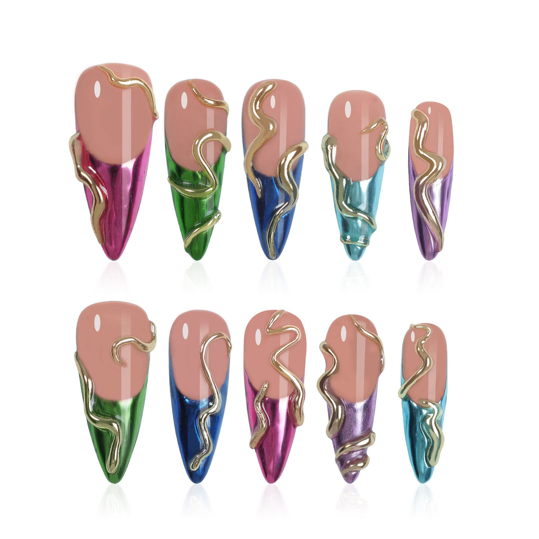 Kunstnagelset im eleganten Design mit kreativen Akzenten Karnz