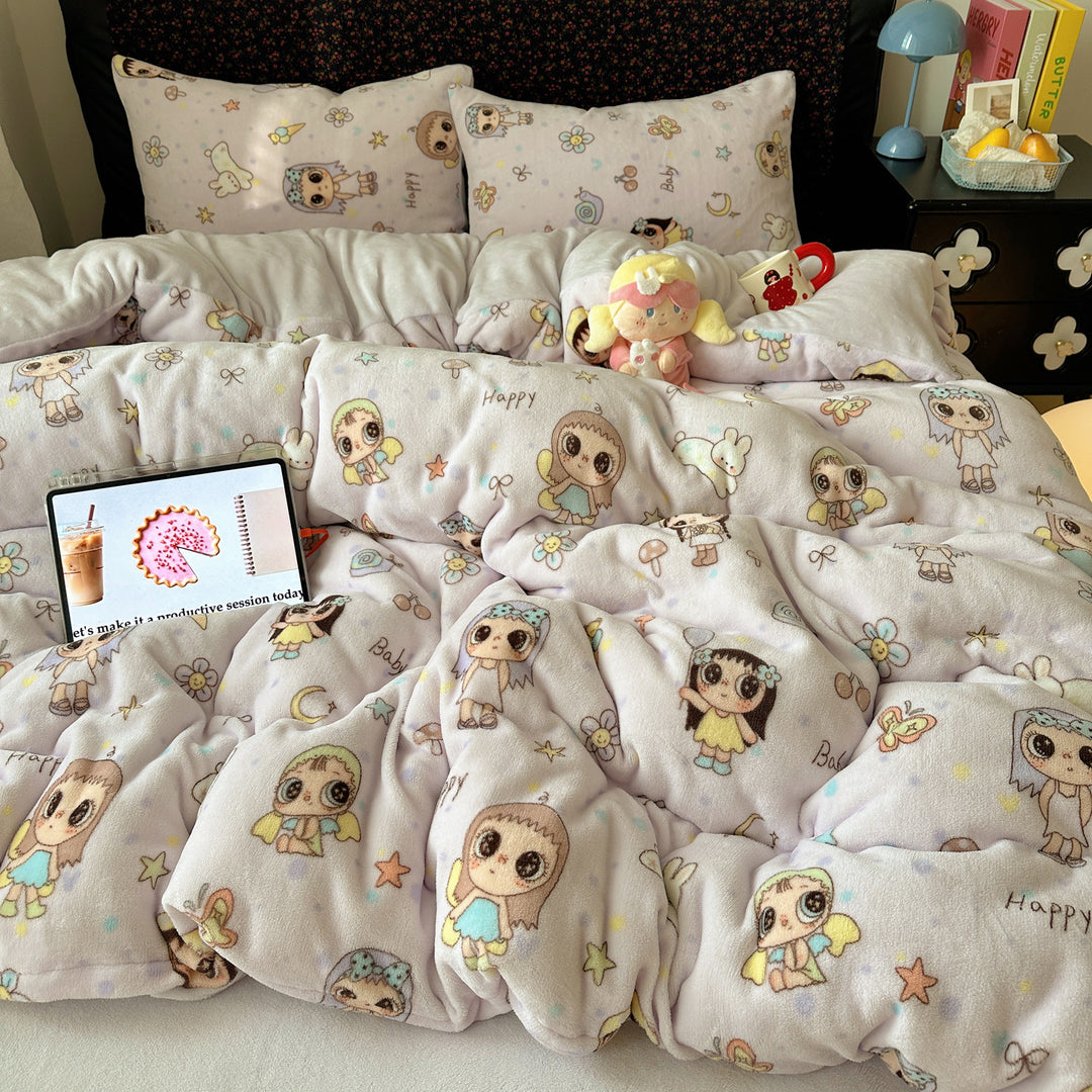 Kinderplüsch Wendebettwäsche Teddy Patchwork Komforter Bettset