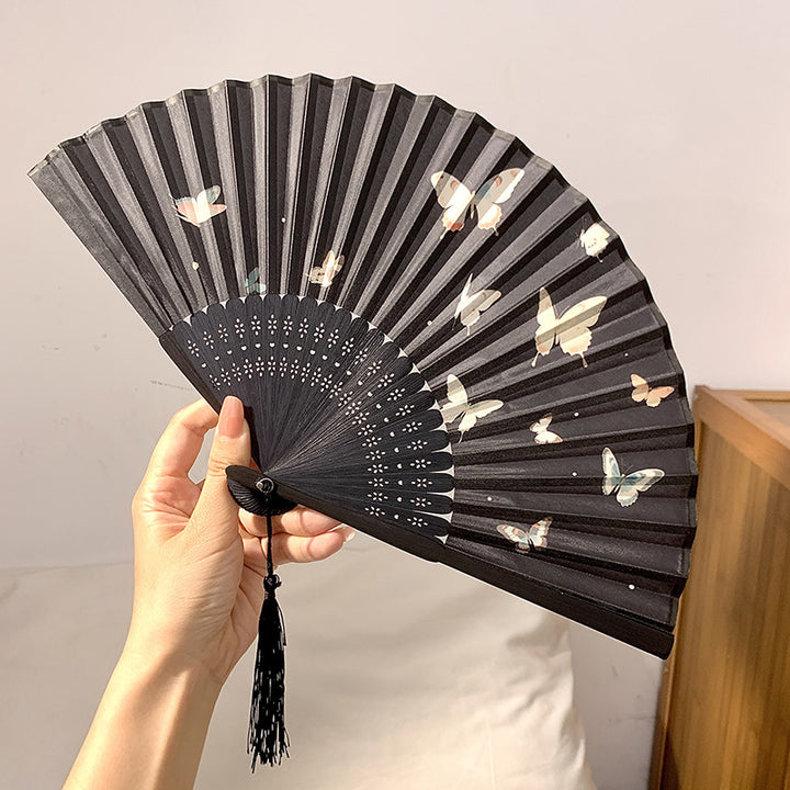 Handgefertigter Fächer mit Elegantem Schmetterlingsmotiv Karnz