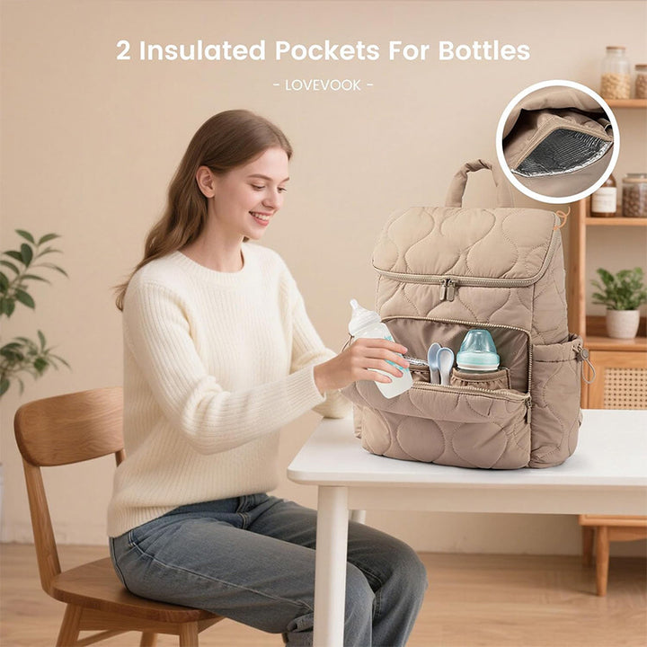 Modischer Gepolsterter Rucksack mit Abnehmbarem Kosmetik-Organizer Karnz