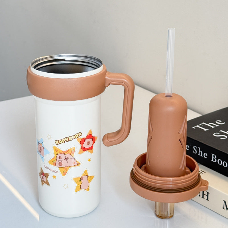 Damen Isolierte Trinkflasche mit praktischem Tragegriff und lustigem Tierdesign Karnz