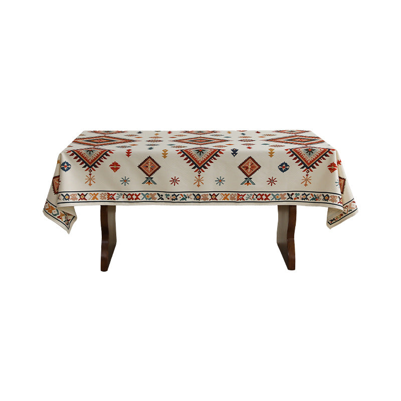 Gewebte Baumwoll-Leinen Tischdecke mit Paisley‑Print und dekorativer Bordüre