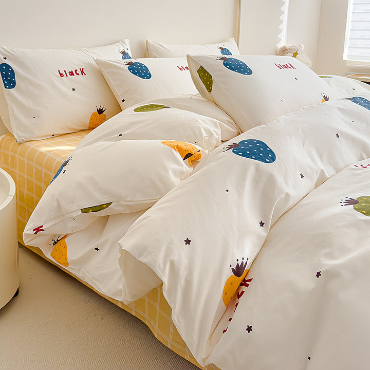 Rose-Print Baumwollsatin Bettbezug Ensemble mit hypoallergenem Daunenalternative Komforter
