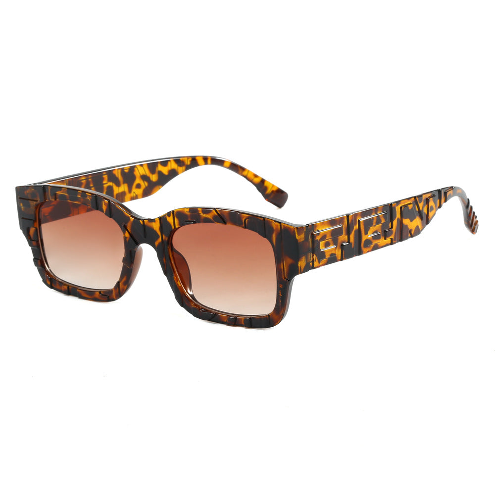 Damen modische quadratische Sonnenbrille mit strukturiertem Rahmen und UV-Schutz Karnz