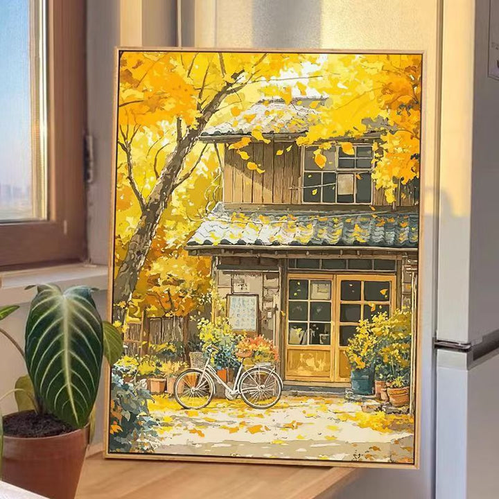Herbsthaus-Szene Leinwand Wandkunst Karnz