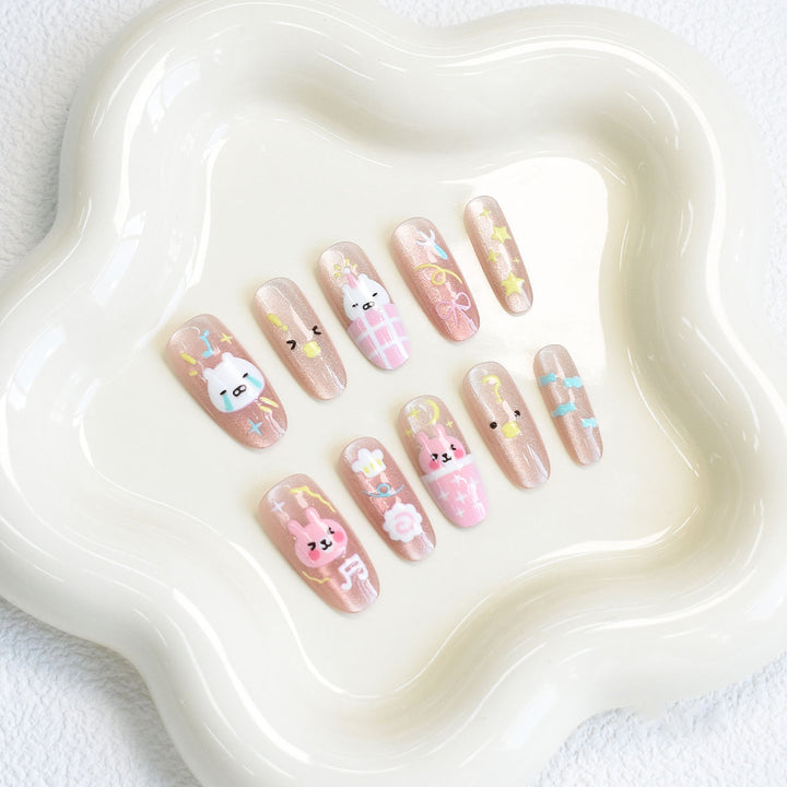 Dekorative Florale Stiletto Press-On Nägel Karnz