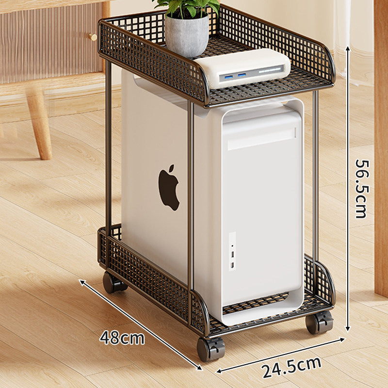 Untertisch-Roll-PC-Tower-Ständer mit Netzablage und verriegelbaren Rollen