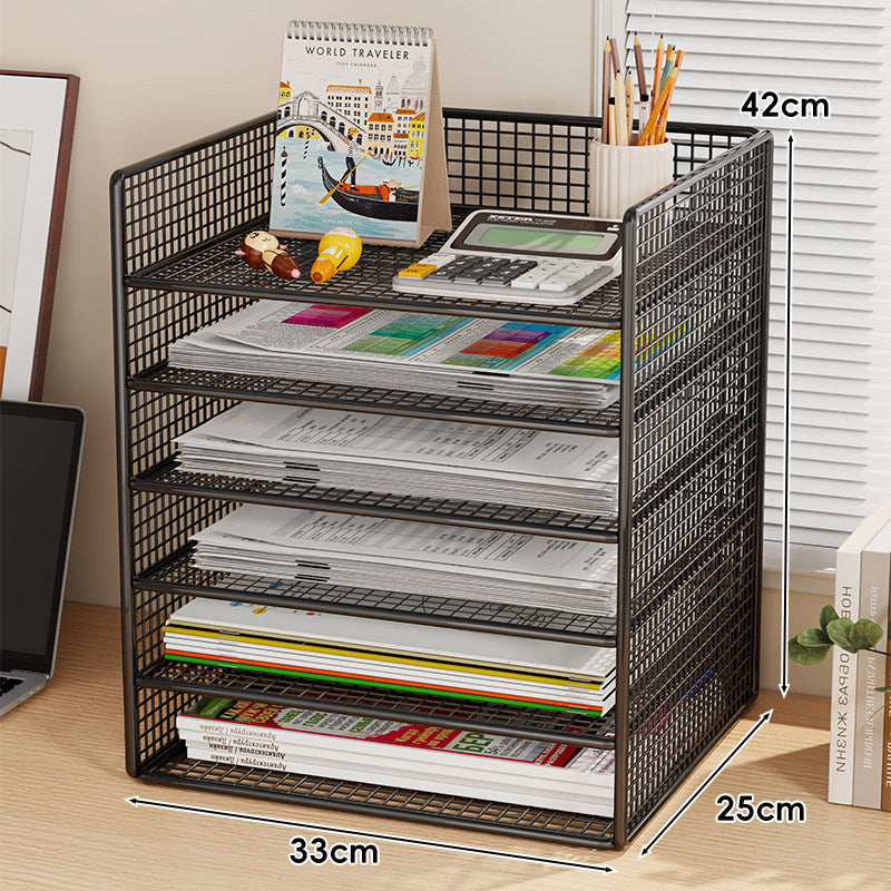 Belüfteter Mesh-Dreifach-Desktop-Dokumenten- und Zeitschriftenorganisator-Rack