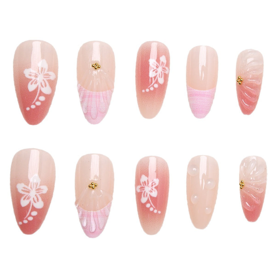 Kunstnagel-Set mit floralen Motiven und 3D-Verzierungen Karnz