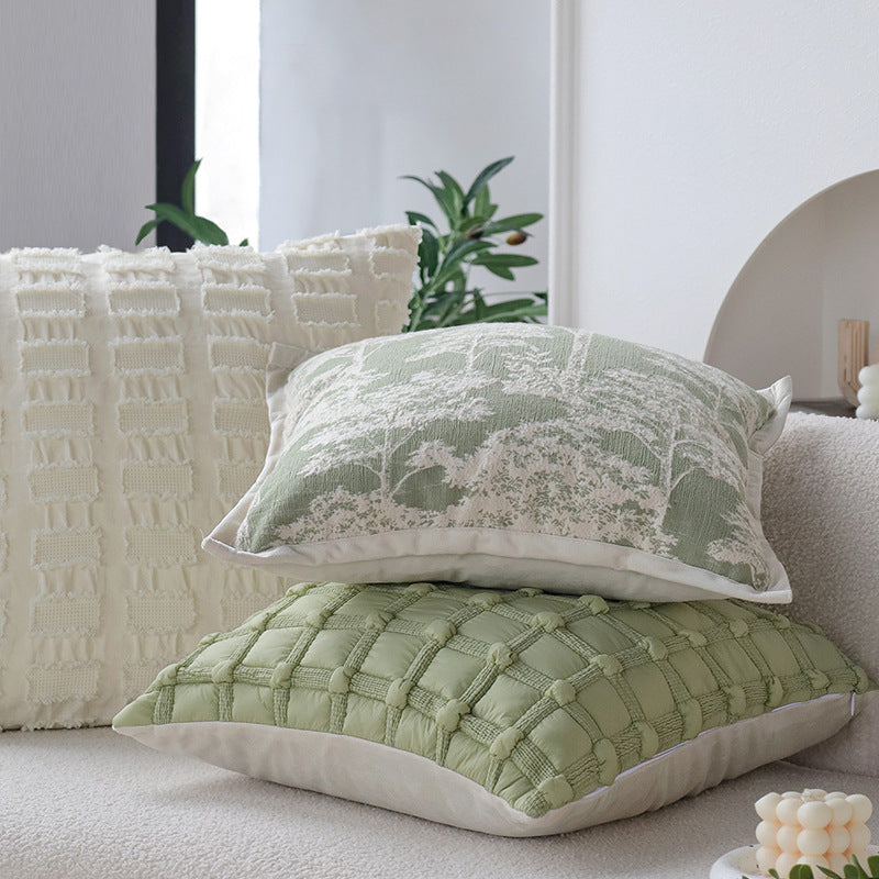 Quadratischer dekorativer Kissenbezug im Toile‑Motiv mit Jacquard‑Webstruktur und Paspelrand Karnz