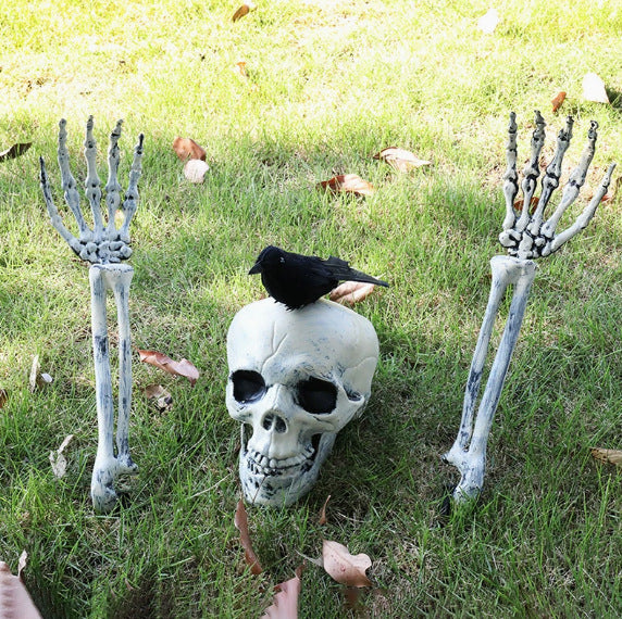 Bewegliche Skelett-Hand Erdspieße für Halloween-Gartendekoration aus wetterfestem Kunststoff
