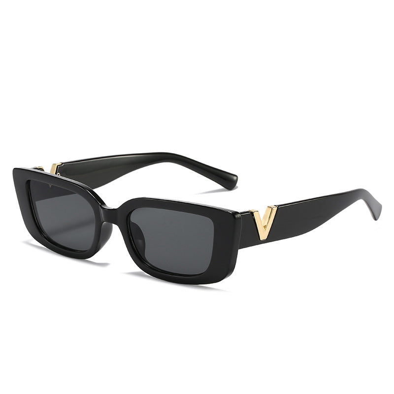 Damen modische quadratische Sonnenbrille mit luxuriösem Rahmen und goldenen Akzenten Karnz