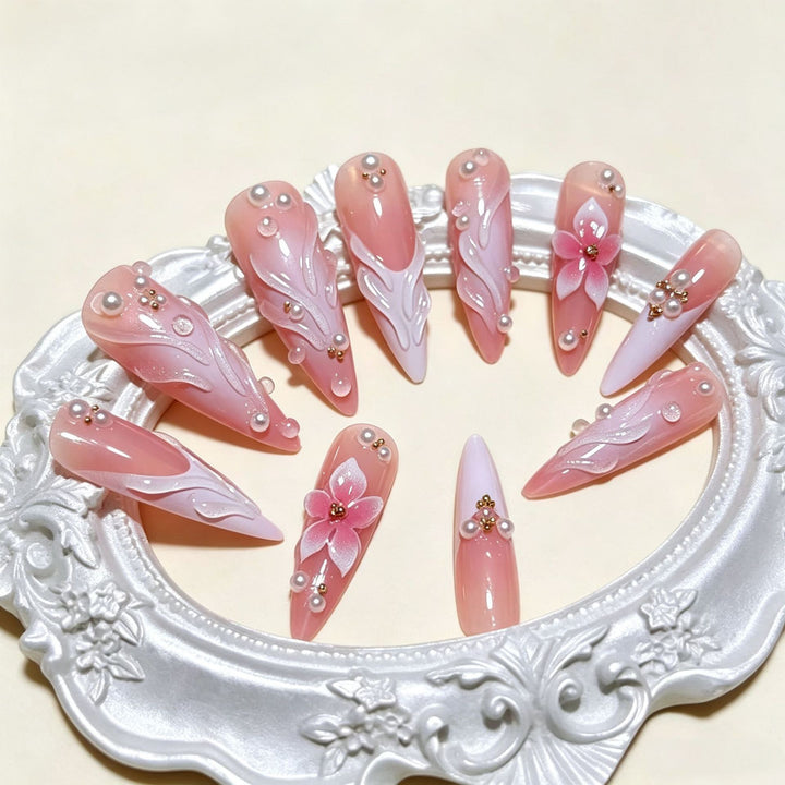 Blumen Design Presse-On Nagelspitzen Karnz