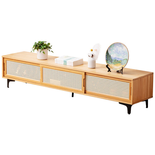 Eleganter Tv-Schrank Mit Stilvollen Rattanelementen Und Großzügigem Stauraum Karnz