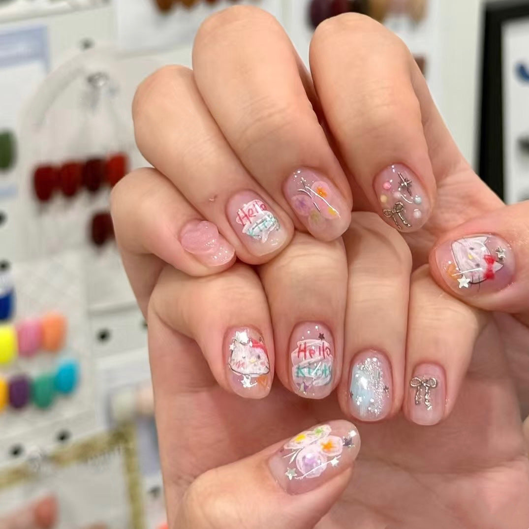 Verspielt Charakter-Themen Druck-On Nagelkunst Set