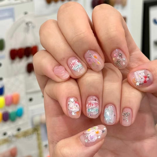 Verspielt Charakter-Themen Druck-On Nagelkunst Set