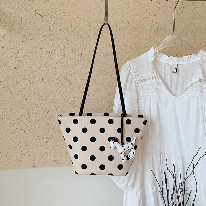 Polka Dot Canvas Schultertasche Karnz