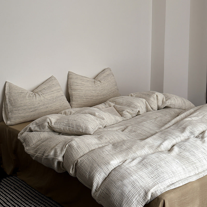 Steppbett- und Kissen-Set aus atmungsaktivem Baumwoll-Leinen