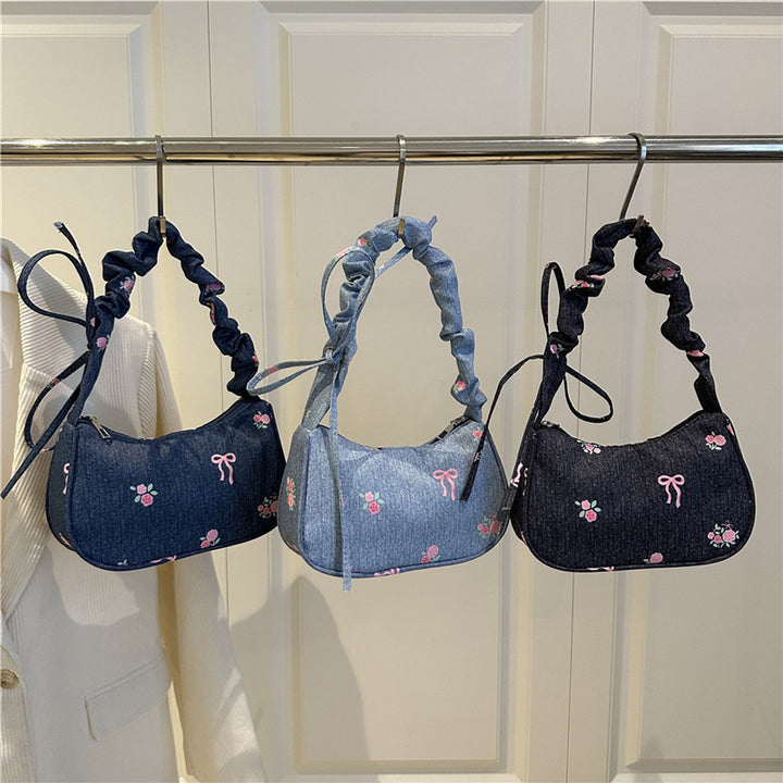Bestickte Jeans Schultertasche Karnz