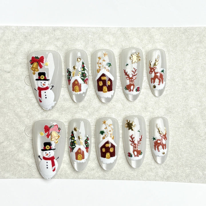 Festliches, von Feiertagen inspiriertes Press-On-Nagelset