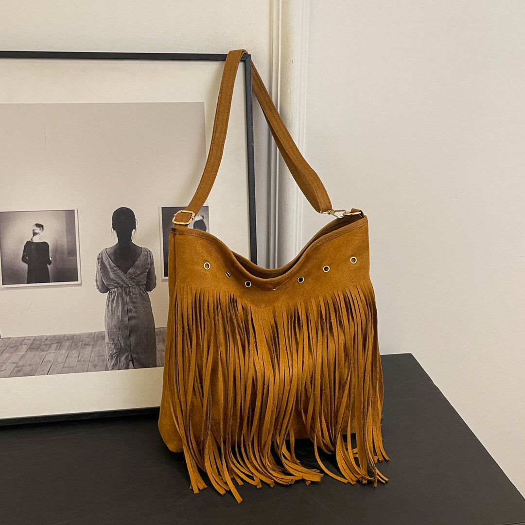 Suede Fringe Schultertasche Karnz