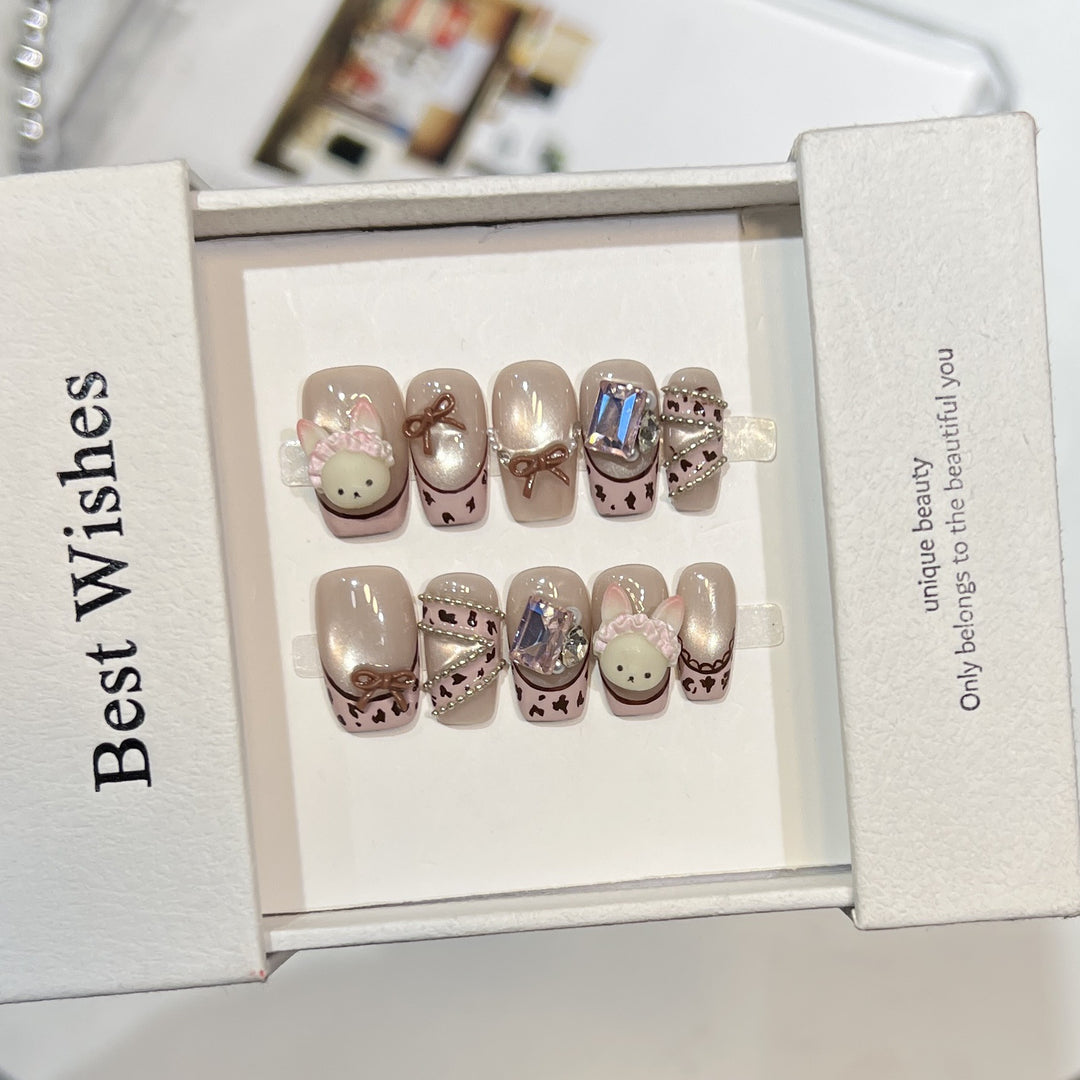 Verspieltes Tier-Themen Press-On Nagelset Karnz