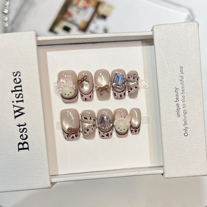 Verspieltes Tier-Themen Press-On Nagelset Karnz