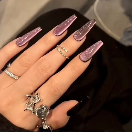 Glitzerndes Langes Stiletto Press-On Nagelset Karnz