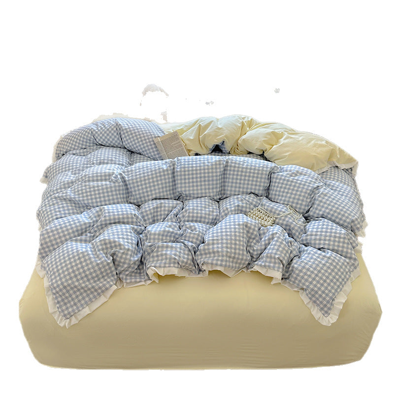 Gingham-Muster Bettdecken-Set