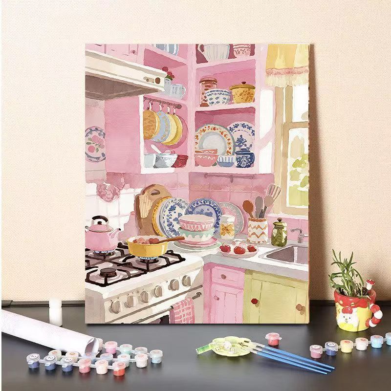 DIY Küche Szene Malen nach Zahlen Leinwand Kunst Karnz