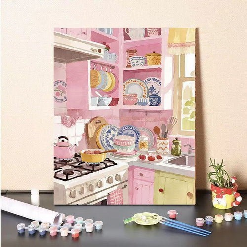 DIY Küche Szene Malen nach Zahlen Leinwand Kunst Karnz