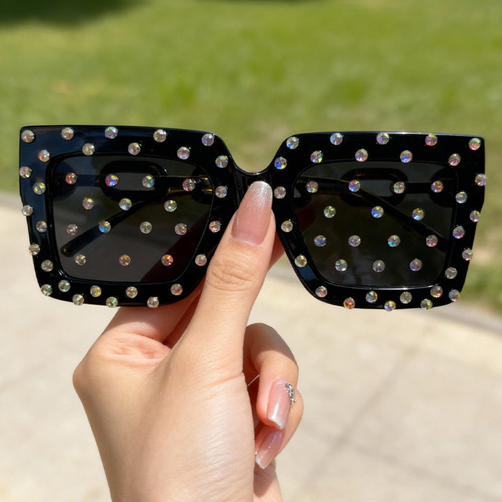 Dekorative perlenbesetzte Katzenaugen-Sonnenbrille Karnz