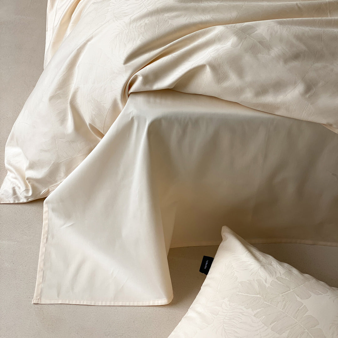 Luxus Baumwollsatin Bettbezug Set mit subtiler floraler Jacquard