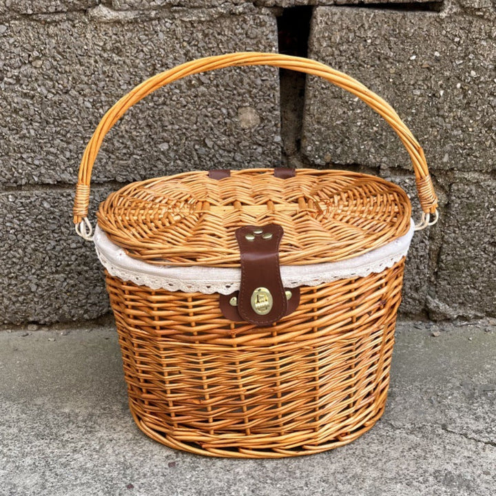 gewebter Rattan-Fahrrad-Vorderrkorb mit Schnellverschluss-Befestigungssystem Karnz