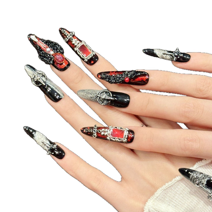 Themenbezogenes Gothic Press-On Nagelkunst Set