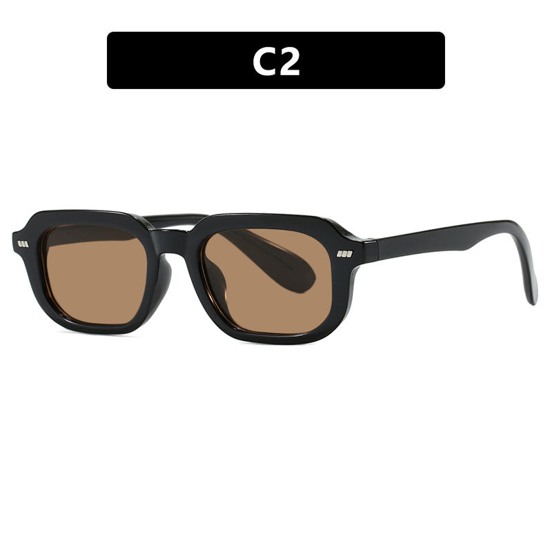 Damen quadratische Sonnenbrille mit hochglänzendem transparentem Rahmen und polarisierenden Gläsern Karnz