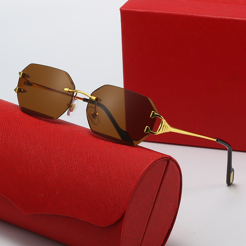 Damen moderne Oktagon-Sonnenbrille mit stylishem Metallrahmen und polarisierenden Gläsern Karnz