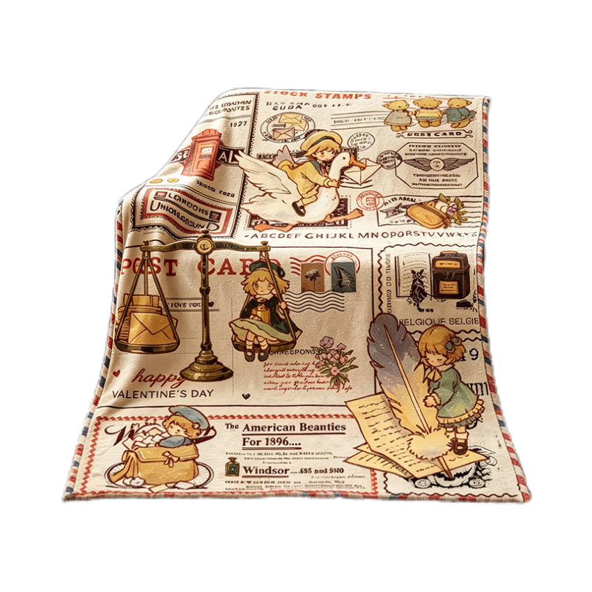 Gemütliche Vintage-Themen-Fleece-Decke Karnz