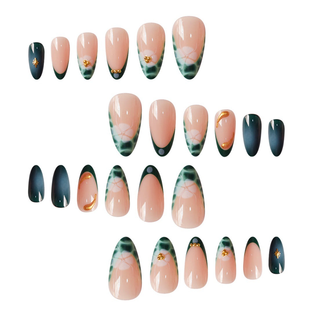 Elegante abstrakte florale Press-On-Nagelverlängerungen Karnz