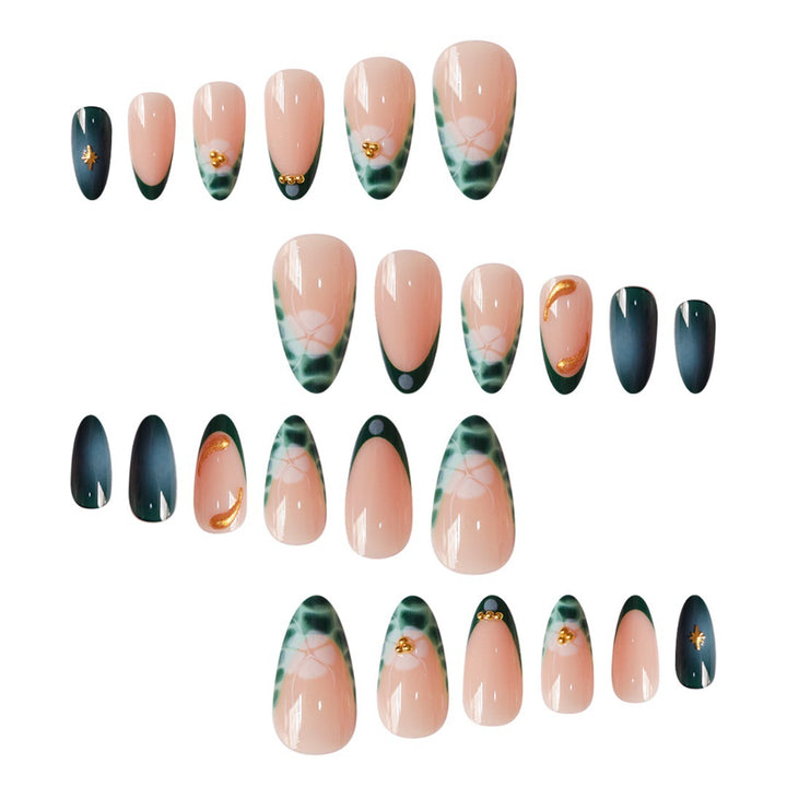 Elegante abstrakte florale Press-On-Nagelverlängerungen Karnz