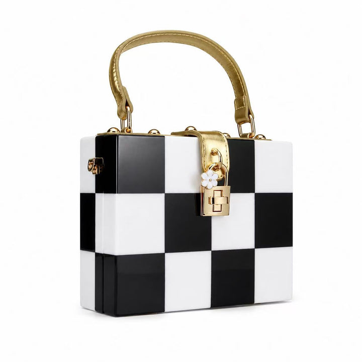 Schachbrett-Patent-Handtasche