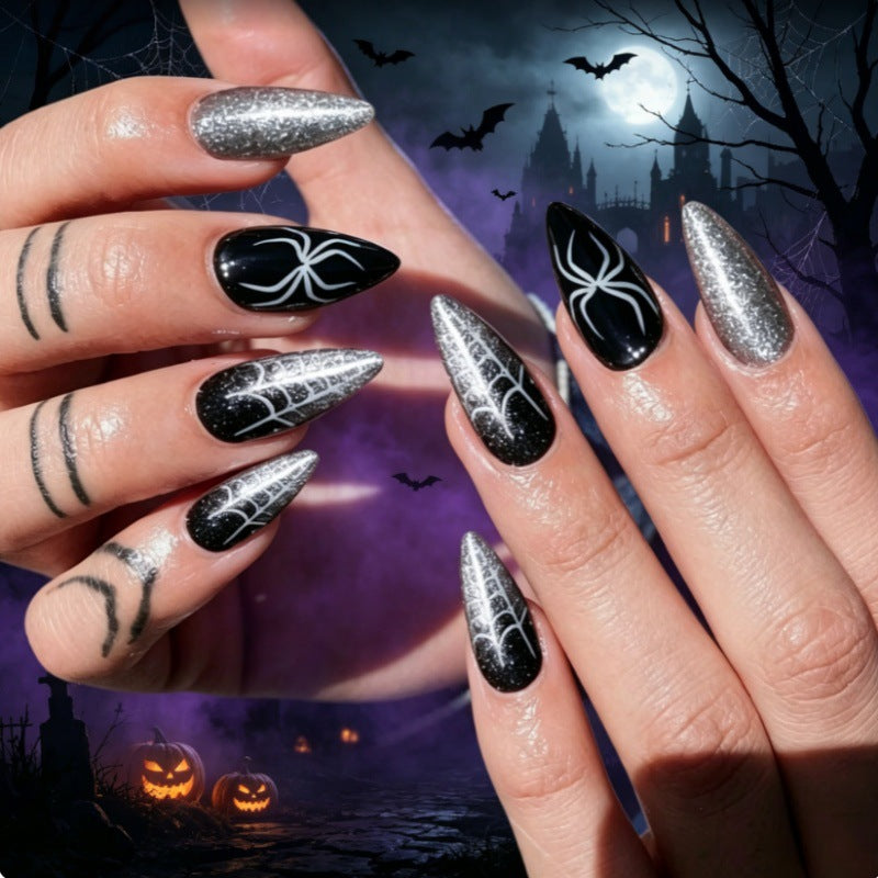 Halloween-Themen-Spinnen-Design Press-On Nägel Karnz