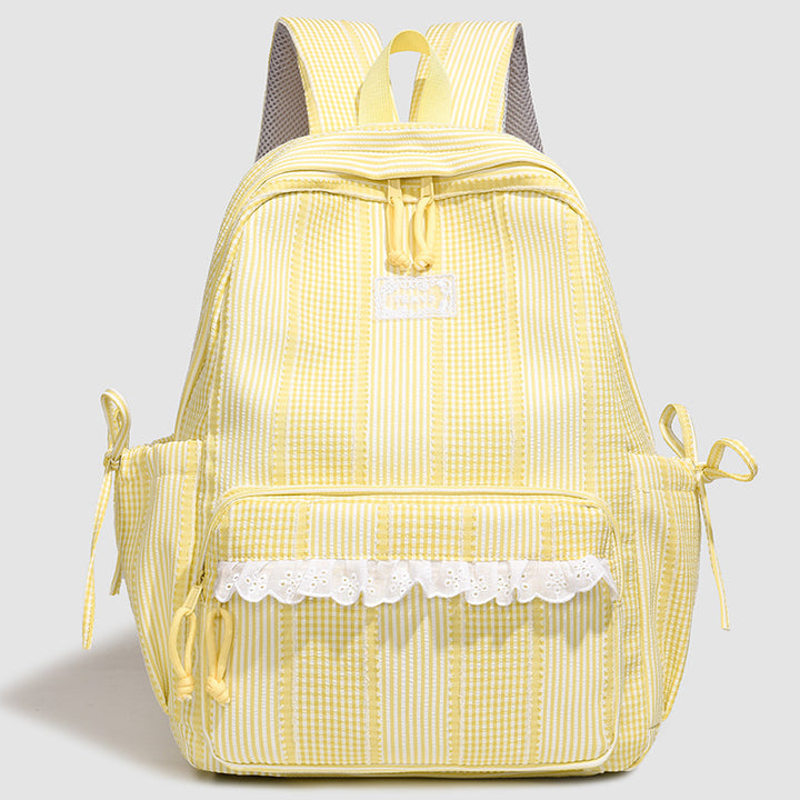 Stylischer gestreifter Rucksack mit Spitzenbesatz Karnz