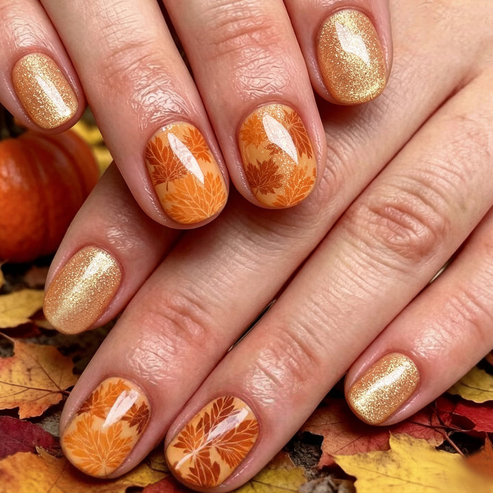 Herbstblatt Press-On Nagelkunst Karnz