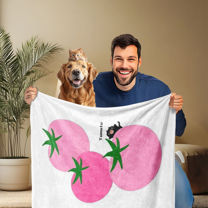 Launische Tomato-Print Fleece-Wurfdecke