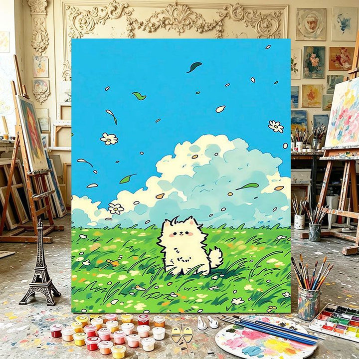 Verspielte Katzenillustration Kunstdruck Karnz
